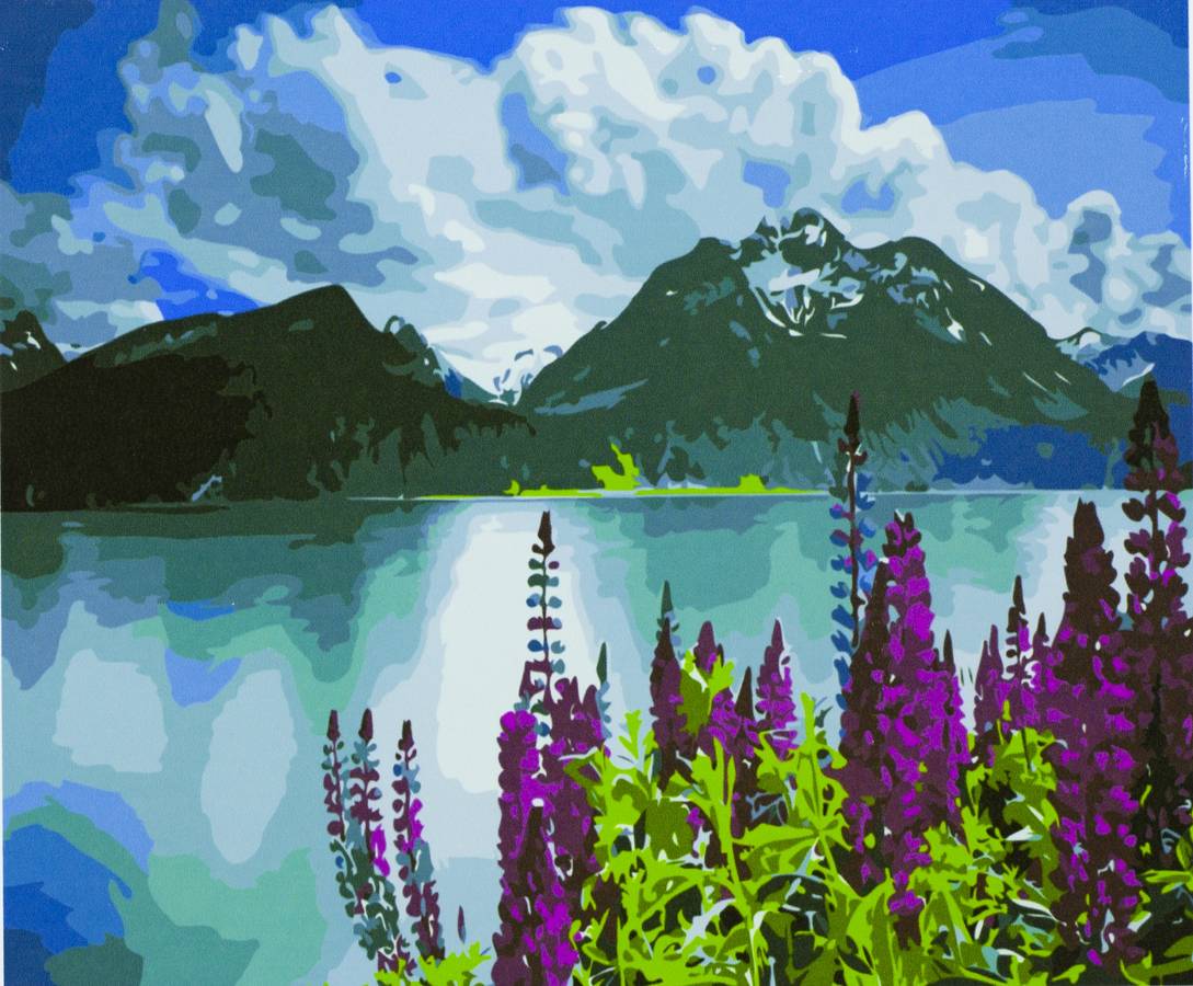 Картина по номерам "Озеро в горах" 40*50см,крас.-акрил,кисть-3шт. (6012_B)