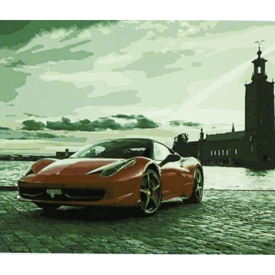 Картина за номерами "Червоний спортивний автомобіль" 40 * 50см, крас.-акрил, кисть-3шт. (1 * 5) (9260)
