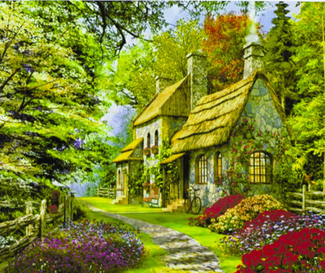 Картина за номерами "Будиночок в лісіі" 40 * 50см, крас.-акрил, кисть-3шт. (1 * 5) (9267)