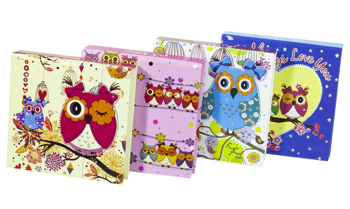 Блокнот детский 70 л 8 х 8см  "Совы" Разноцветный Unison (BT-005)