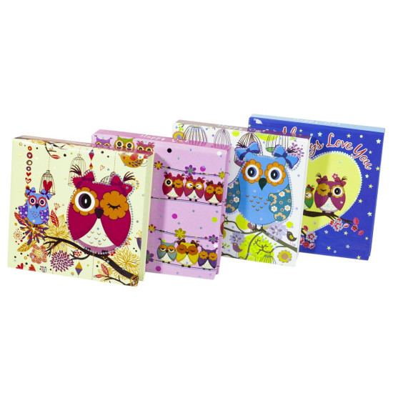 Блокнот детский 70 л 8 х 8см  "Совы" Разноцветный Unison (BT-005)