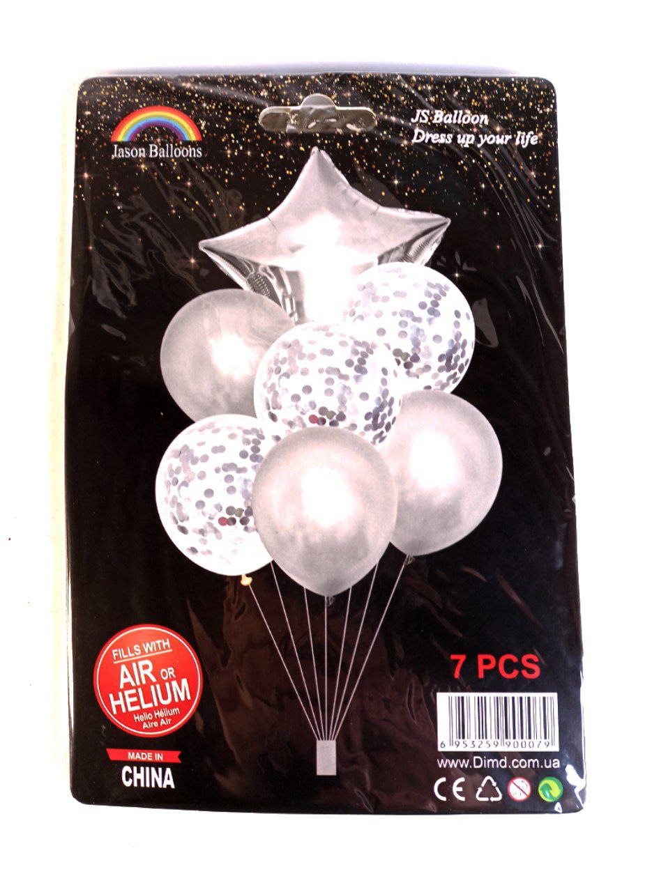 Набір з 7 кульок, срібло зірка Різнокольоровий Pelican (836826)