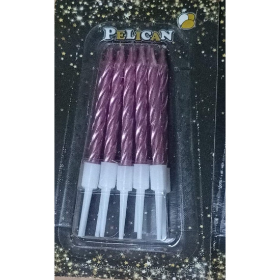 Набор свечей для торта "СПИРАЛЬНЫЕ 5 см",  розовое золото 10шт / уп Золотой Pelican (868131-1)