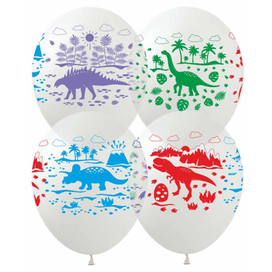 Кульки Pelican 12' (30 см)  "Динозаври-2" на прозорому  10шт/уп Різнокольоровий Pelican (828549)