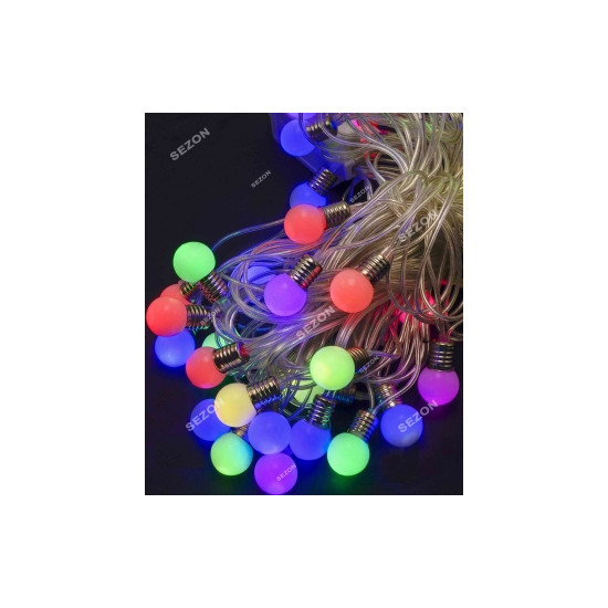 ЛАМПОЧКИ 18мм 40 LED, 7м+ переходник, мульти Разноцветный Unison (1362-54)