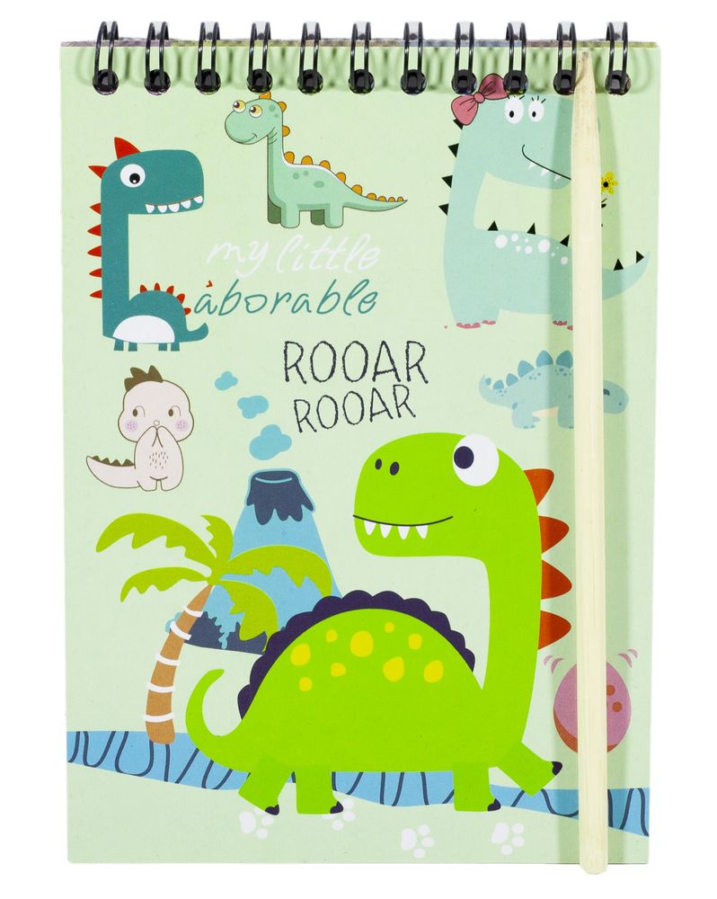 Блокнот для гравюр  А6/10л.+2чёрн.л."Динозавр"+дер.палочка (E-3001-D)