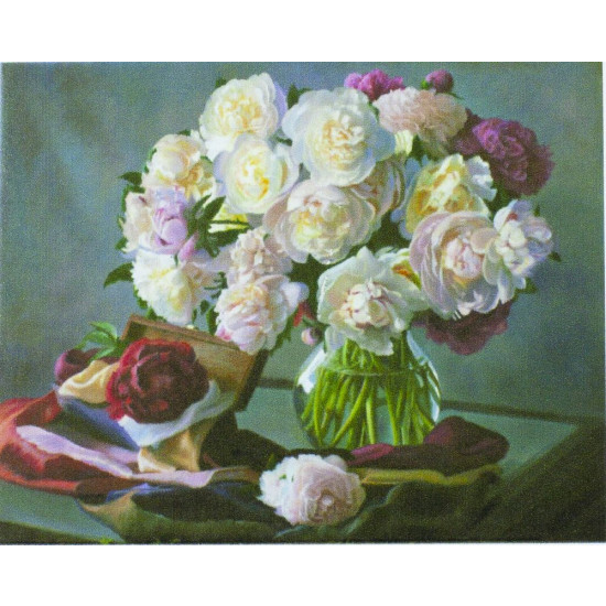 Алмазная мозаика по номерам  30*40см "Букет в прозрачной вазе" в рулоне (70557GB)