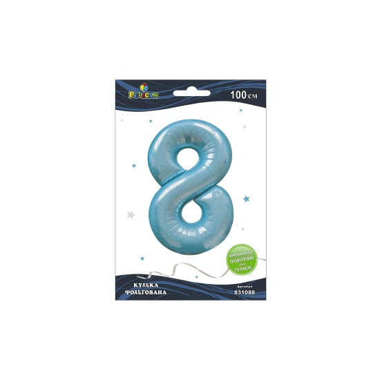 Цифра фольгована Pelican, "8" блакитна 100см Блакитний Pelican (831088)