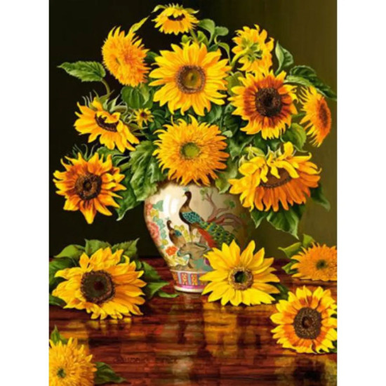Картина по номерам "Букет подсолнухов" 40*50см,крас.-акрил,кисть-3шт (5485Y_B)