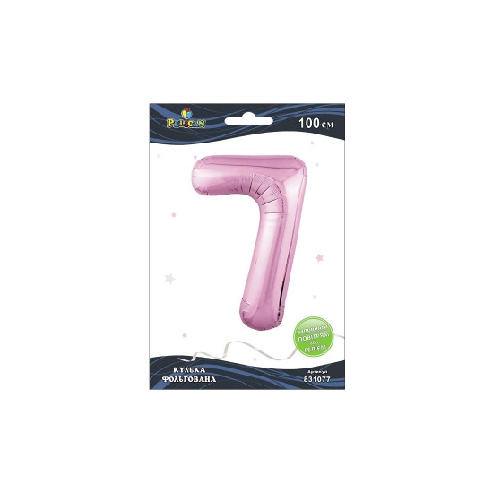 Цифра фольгована Pelican, "7" рожева 100см Рожевий Pelican (831077)