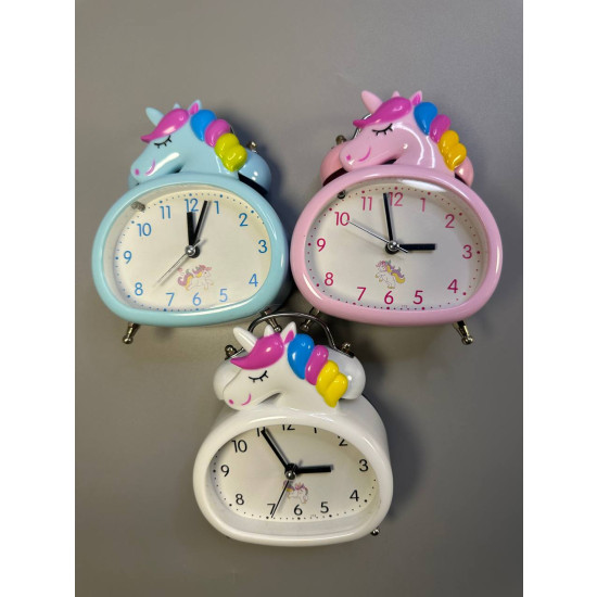 Часы-будильник "Единорог" 12см 3 цвета Разноцветный Unison (JH-713)