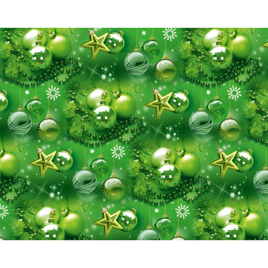 Бумага новогодняя мелованная для упаковки подарков 80г 100х70 -10 листов Зеленый Unison (PVM10-257NY)