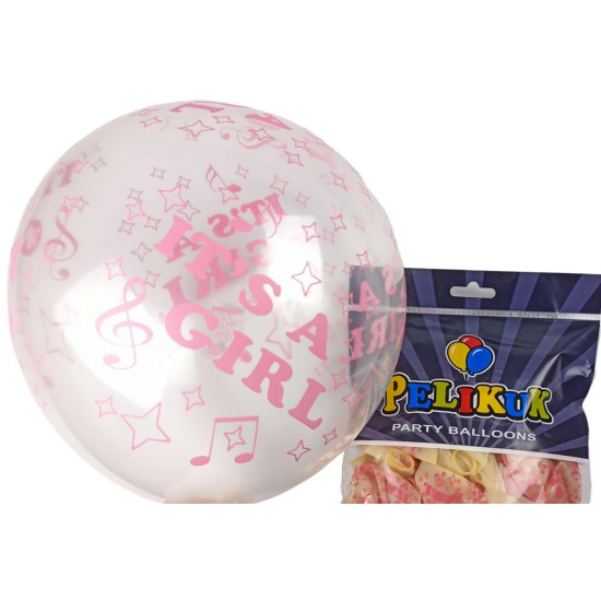 Кульки круглі Pelikuk 12 '(30 см) рожевий прозорий  It's a girl, 50шт/уп Рожевий Pelikuk (1250C-408)