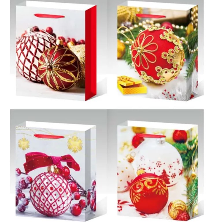 Пакет новорічний фольгований "Новорічні прикраси"  ,  31х40х12см,  , 200гр Різнокольоровий Unison (DV-BK9756-1L)