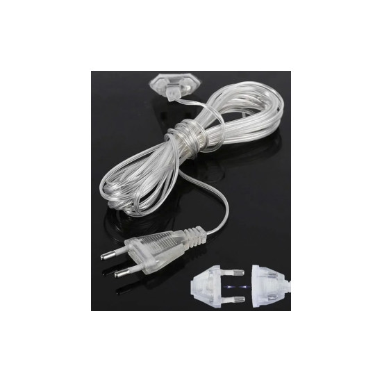 Подовжувач для гірлянди 5м,  прозорий дріт (1599-05)