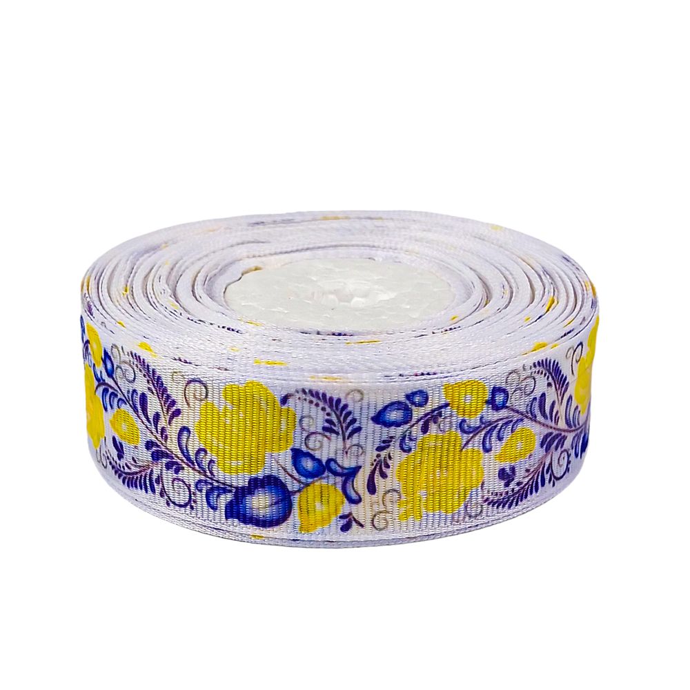 Лента репсовая 25мм х 21м Желто-синий Unison (LR2521-10)