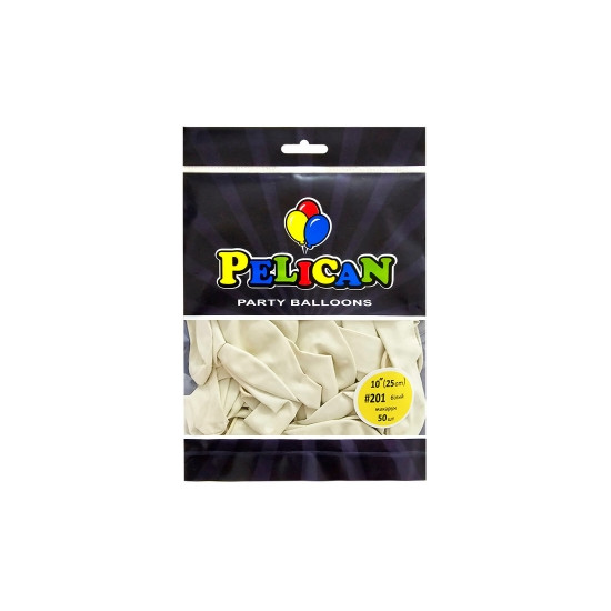 Шарики Pelican латексные 10" (25cm) винтажный белый, 50шт Белый Pelican (810201)