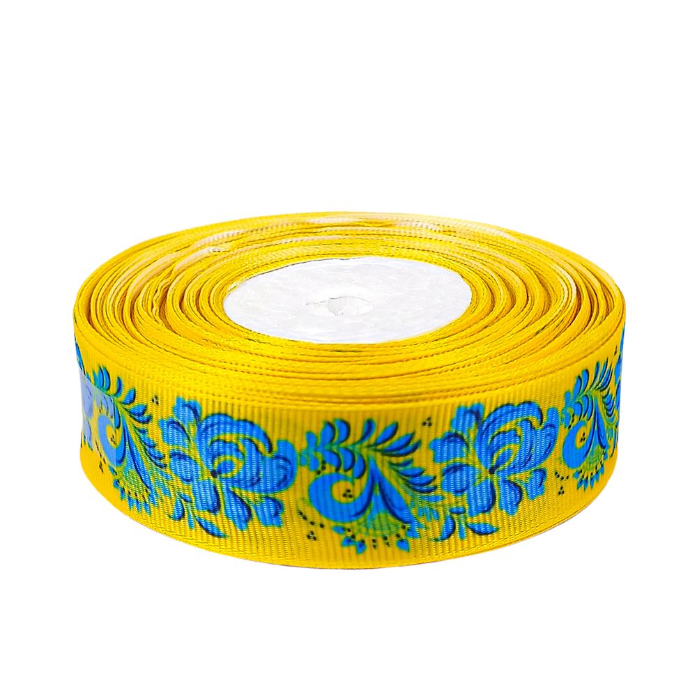 Лента репсовая 25мм х 21м Желто-синий Unison (LR2521-5 yellow-blue)