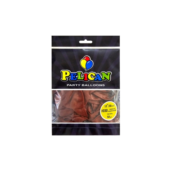 Кульки Pelican латексні 12"(30cm) пастель  червоно коричневий, Pelican 50шт Коричневий Pelican (812030)