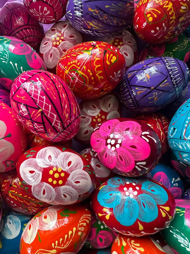 Дерев'яна писанка з розписом 70 х 50мм (1шт) Різнокольоровий Unison (L00113)