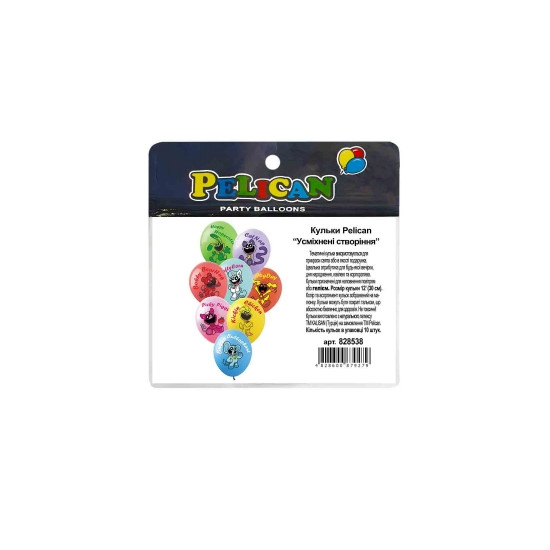 Кульки Pelican 12"(30сm) "Усміхнені створіння"  10шт Різнокольоровий Pelican (828538)