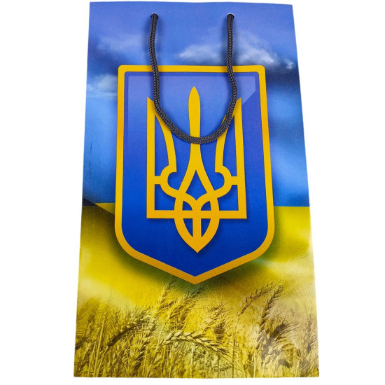 Пакет подарочный Прапор України з гербом130гр, 17 х 26 х 8см (12шт/уп) Желто-синий Unison (PVM172608U-5)