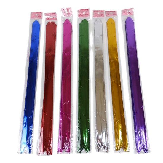 Набор подарочных бантов -10шт, на затяжках, фольгированные 1,5см х 24см (10342)