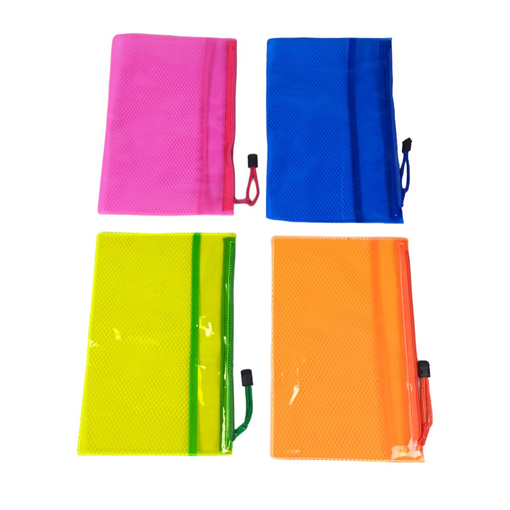 Папка для зошитів 21мкм,  ПВХ-сітка на блискавці "Неон" 2 відділення 25 х 18см Різнокольоровий Без бренду (818- А5)