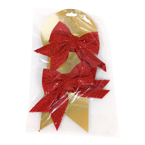 Новорічна прикраса "Бантик 2шт." 13 х 14см (24-001)