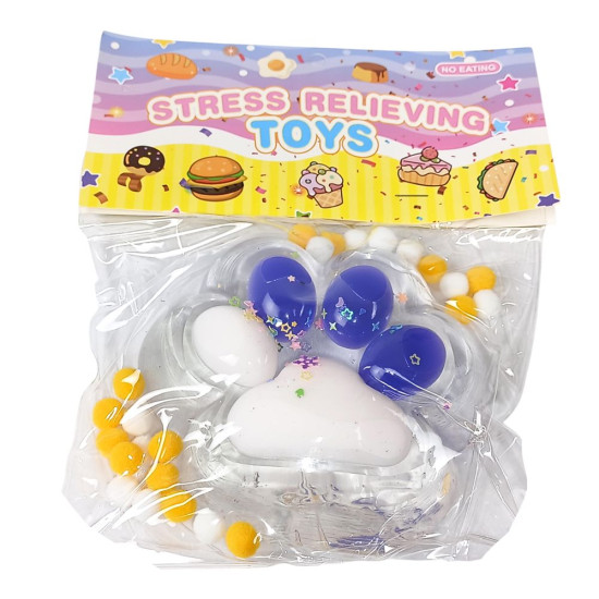 Таба сквиш антистресс  12см Лапка прозора синий-белый (712212 blue and white)