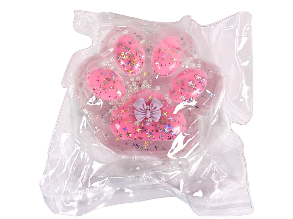 Таба сквиш антистресс  12см Лапка прозрачная светящаяся розовая (712203 pink)