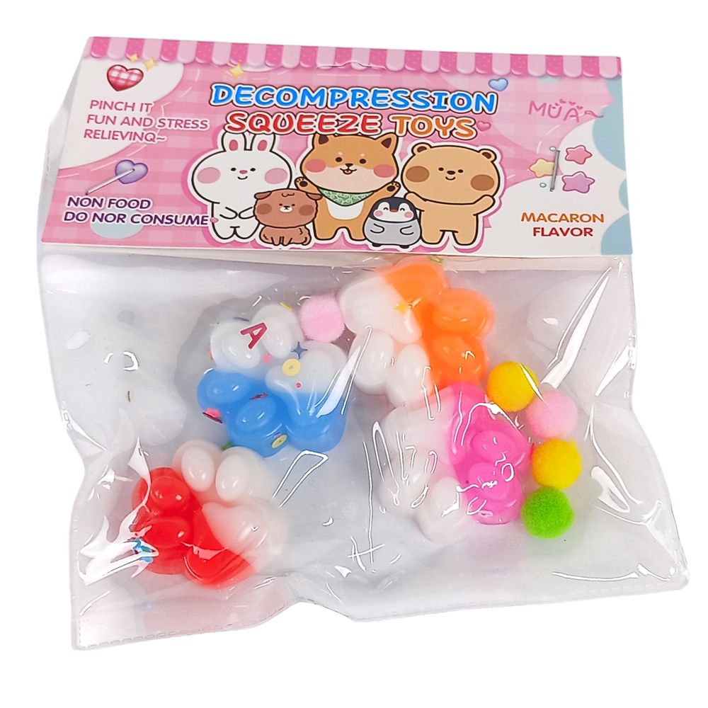 Таба сквіш антистрес  3см Лапка  омбре- набір -4шт мікс Різнокольоровий Unison (0787)