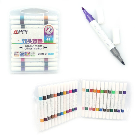Набір скетчмаркерів акрилових Aodemei "Металік" 24шт Різнокольоровий Aodemei (6146-24M)
