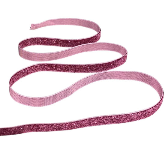 Бархатная лента с люрексом 1,0 см х 50 ярдов Розовый Marill (D00710- 18)