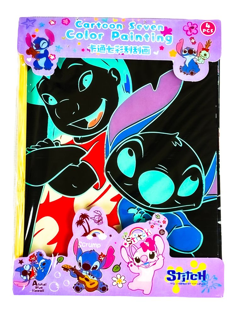 Гравюра 4 листа "Стич" 17,5 х  13см + деревянная палочка (673-08)