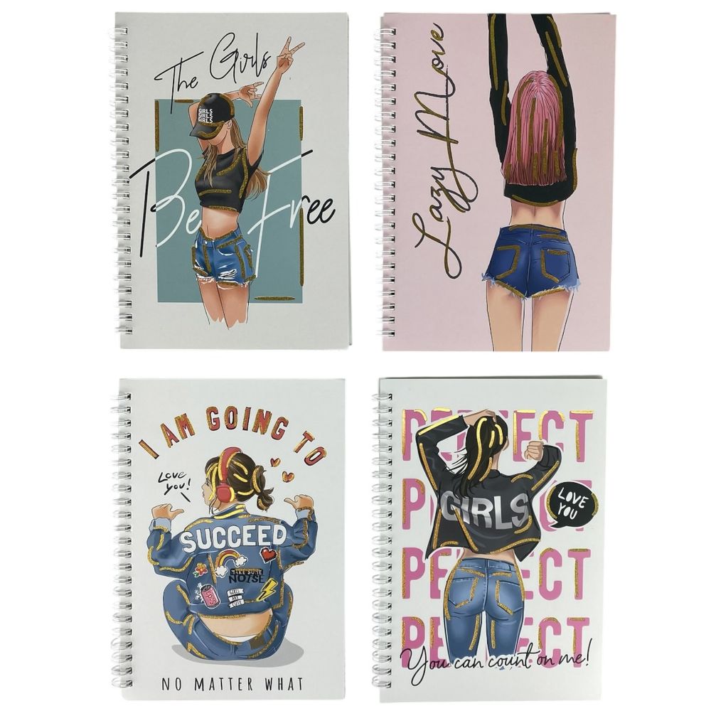 Зошит А5 на спіралі,  60 аркушів 70 гр клітинка,  Дівчата (DM-2158-20)