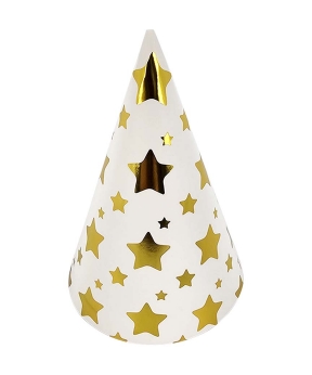 Колпачки бумажные TM Pelican 15см "Белые с золотыми звездочками"   10шт Белый Pelican (871815)