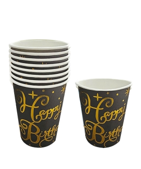 Стаканчики  паперові TM Pelican   "Happy Birthday чорні з золотими зірочками"    10шт Чорний Pelican (871422)