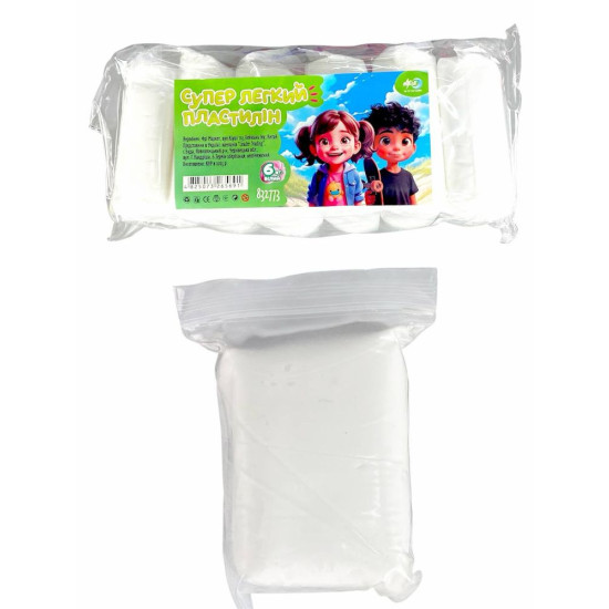 Маса для ліплення супер легкий БІЛИЙ ,6 шт в упаковці  200гр зі стеками Білий Без бренду (832773)