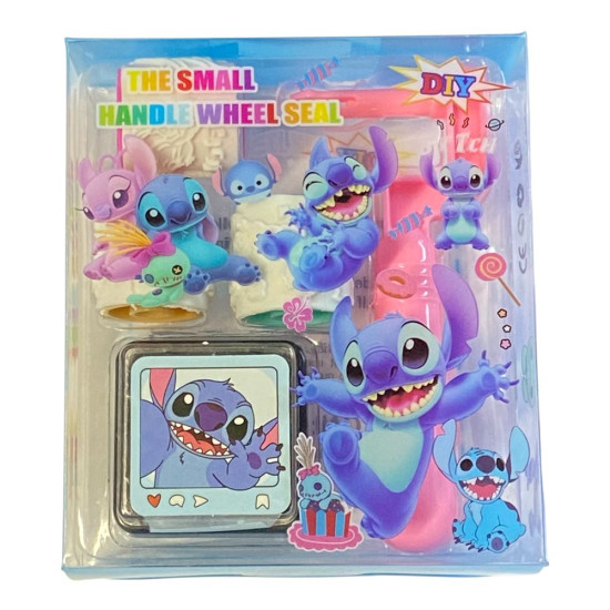 Набір штампиків 3шт "Стіч" ролик, штемпельна подушка у блістері Блакитний Unison (3301-ST)