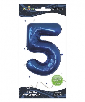 Цифра фольгована Pelican "5" індиго  32" 80см (830985)