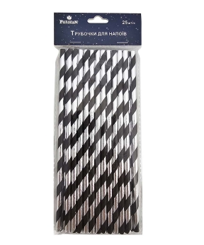 Трубочки для напитков TM Pelican "Черные с серебром"   25шт Unison (871521)