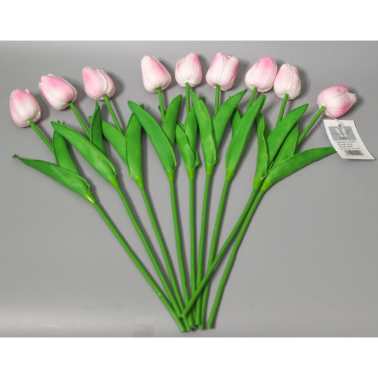 Букет латексних тюльпанів з ефектом живого дотику 9 бутонів (4 х 4см) світло рожевий 34 см Рожевий Marill (C30444-06)