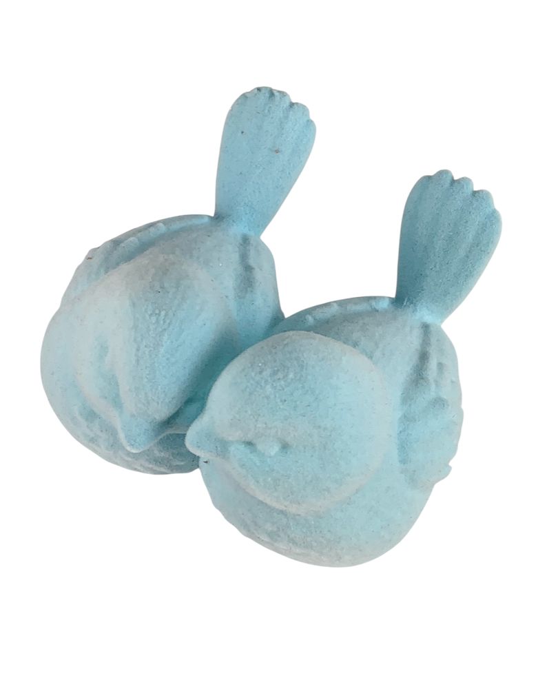 Фігурка для пасхального декору "Дві пташки" блакитні оксамитові 12см (L00217.1)