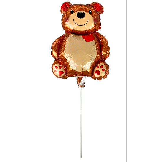 Кулька надувна фольгована mini Myler, Ведмідь + палиця пластикова 30см (BP10835)