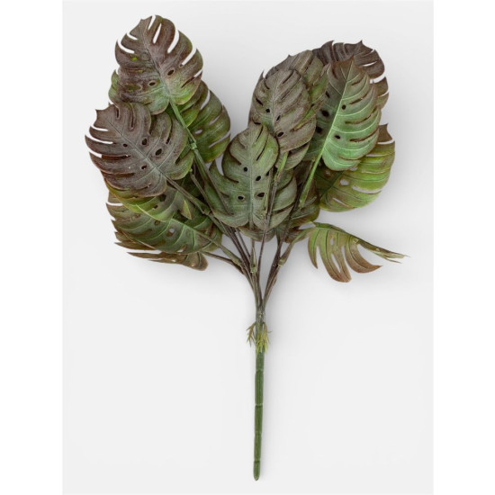 Ветка монстеры  36 см, светло-зелено-фиолетовая (c30547)