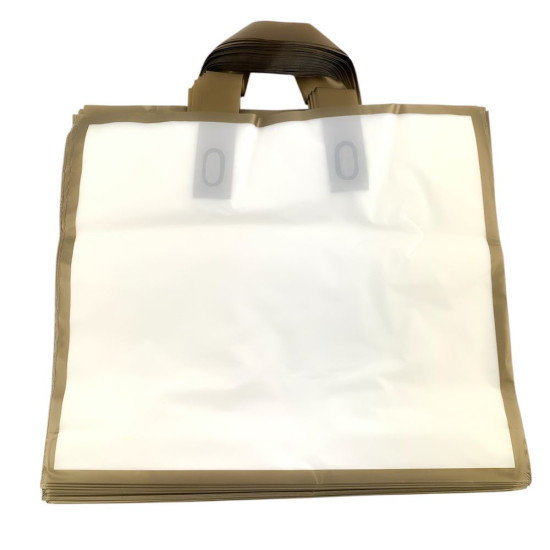 Пакет поліетиленовий з ручкою, 35 х 30 х 6.5см 50шт/уп Білий (10801 white-gold)