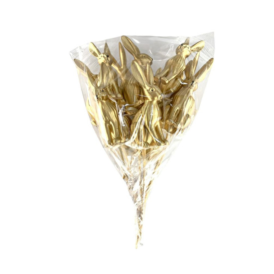 Набір золотих великодніх Еко кроликів10 см -12шт на паличці Золотий (L00179)