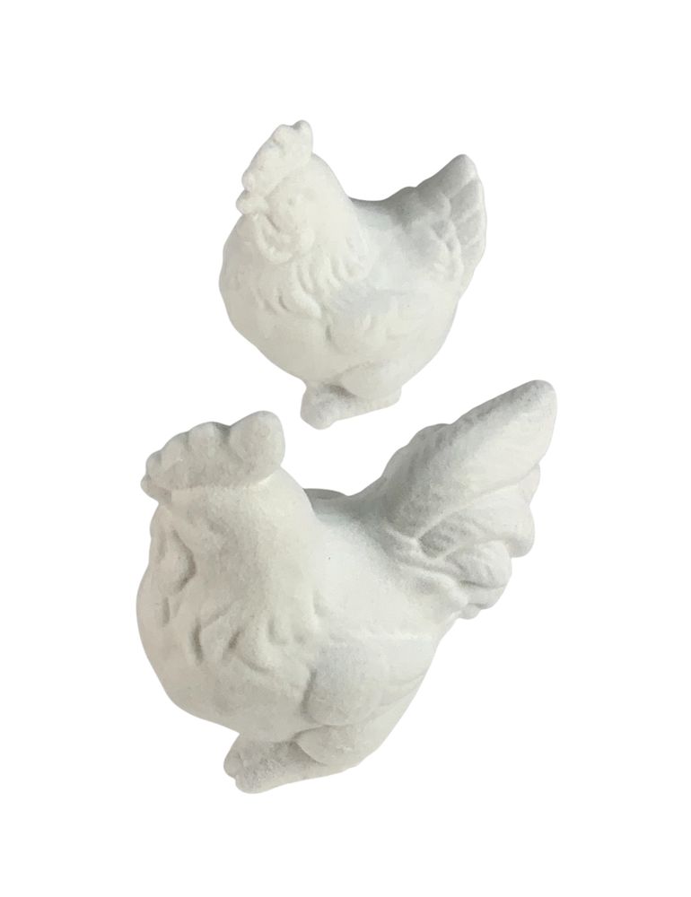 Фігурка для пасхального декору "Півник та курочка" білі оксамитові 12см Білий (L00198)