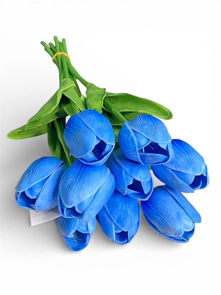 Букет латексных тюльпанов с эффектом живого прикосновения 9 бутонов (4х4см) насыщенный синий 34 см Синий Marill (C30444-11)